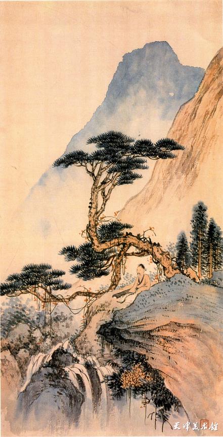 图三《听松观瀑》，天津博物馆藏.png